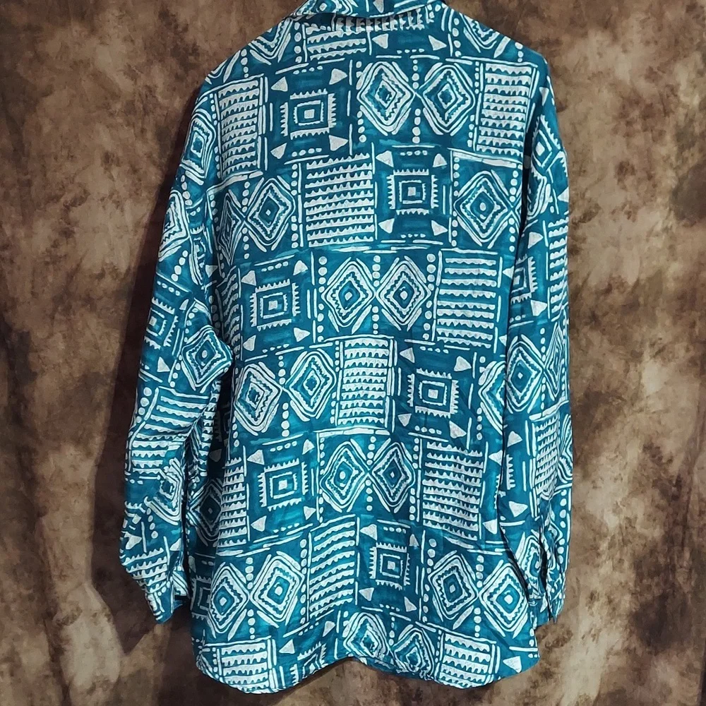 Newport News Size Large Silk Long Sleeve Shirt Inv453 - Picture 3 of 6